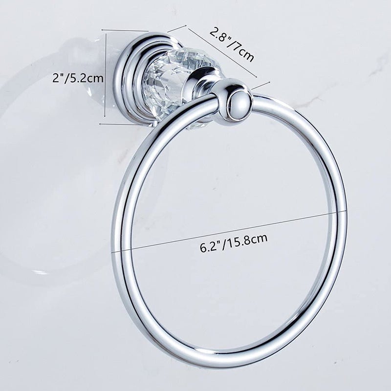 BATHSIR Crystal Towel Ring, Bathroom Hand Towel Holder Chrome Towel Rack Accessories Wall Mounted, Polished - Image 5